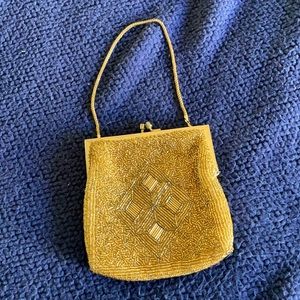 Vintage Gold beaded clutch / purse